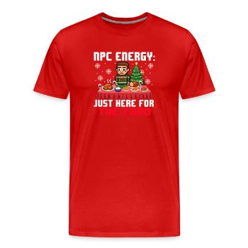 NPC Energy Just Here For The Food Gamer Xmas  - Men's Premium Organic T-Shirt - red - Front - Damien (186cm)