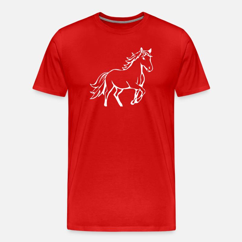 Pferde T-shirt Geschenk Reiter  - Männer Premium Bio T-Shirt - Rot