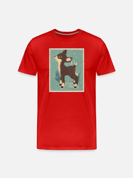 Cerfs dans la forêt rétro - T-shirt bio Premium Homme - rouge