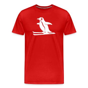 pingouin minimaliste skieur sport d’hiver - T-shirt bio Premium Homme - rouge - Devant - Damien (186cm)