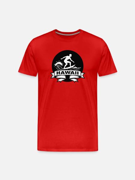 Surfer Hawaii Wave Banner - Men's Premium Organic T-Shirt - red
