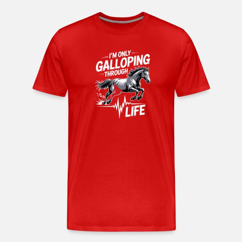 Ich Galoppiere Nur Durchs Leben - Männer Premium Bio T-Shirt - Rot