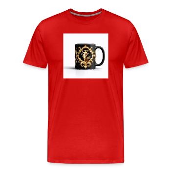 Baroque Golden Figure on a Black Mug - Men's Premium Organic T-Shirt - red - Front - Damien (186cm)