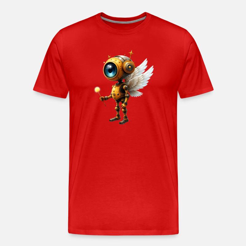 Steampunk Geflügelter Roboter - Männer Premium Bio T-Shirt - Rot