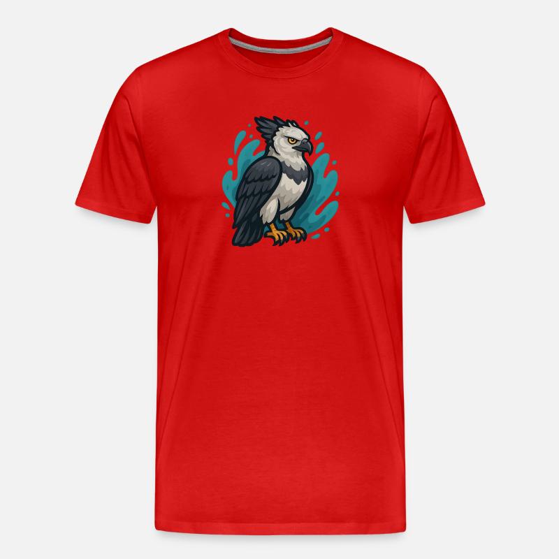 Harpy eagle with turquoise spray - Men's Premium Organic T-Shirt - red