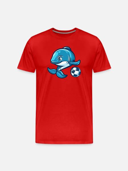 Whale Football Comic - Men's Premium Organic T-Shirt - red
