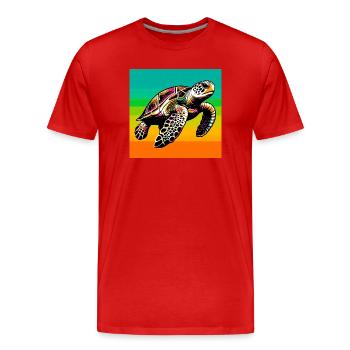 turtle - Men's Premium Organic T-Shirt - red - Front - Damien (186cm)