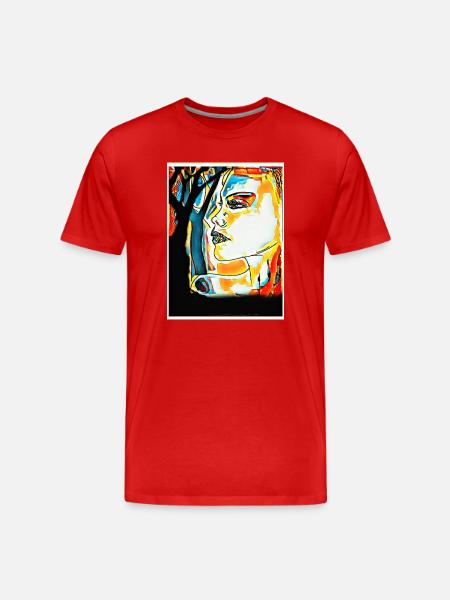 Farbenfrohes Pop-Porträt - Männer Premium Bio T-Shirt - Rot