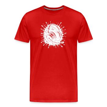 Micro allumé, jeu allumé, Team Talk prêt, monde éteint - T-shirt bio Premium Homme - rouge - Devant - Damien (186cm)