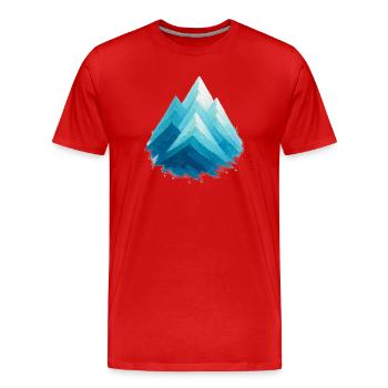 Sommets enneigés bleus aquarelle ski freeride - T-shirt bio Premium Homme - rouge - Devant - Damien (186cm)