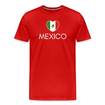 Cœur avec drapeau mexicain, fierté mexicaine - T-shirt bio Premium Homme - rouge - Devant - Damien (186cm)