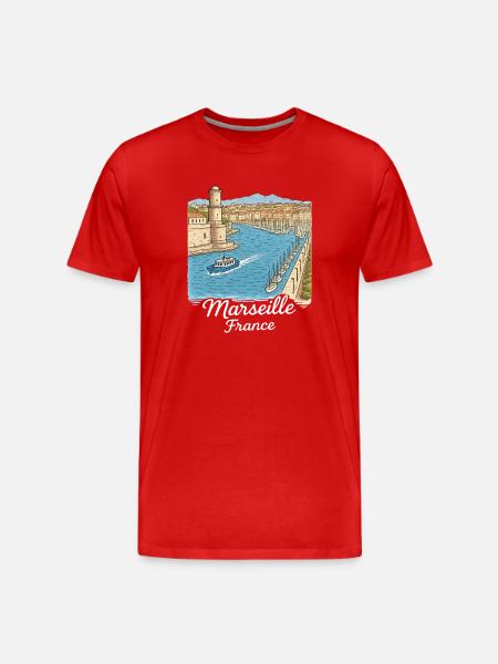 Marseille Frankreich - Männer Premium Bio T-Shirt - Rot