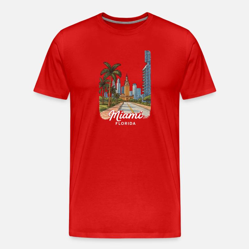 Miami Florida - Männer Premium Bio T-Shirt - Rot