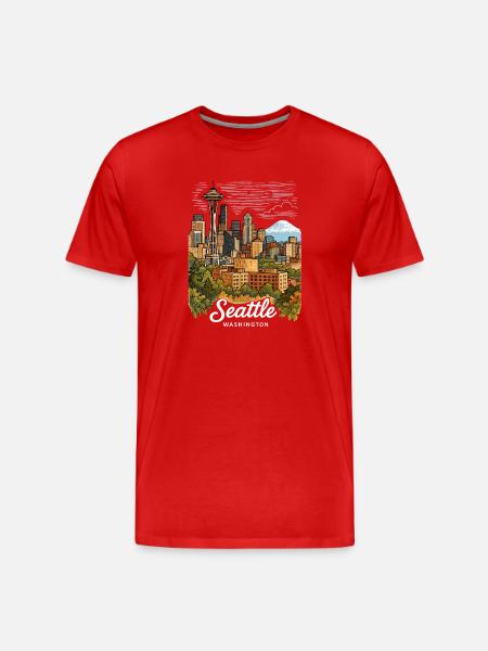 Seattle Washington - Männer Premium Bio T-Shirt - Rot