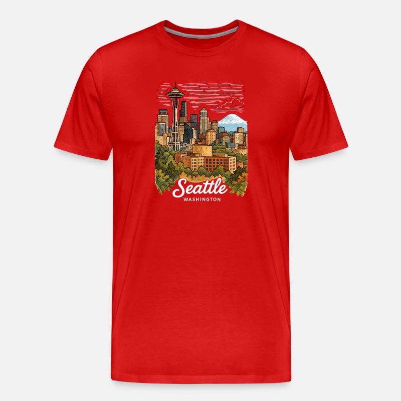Seattle Washington - Männer Premium Bio T-Shirt - Rot