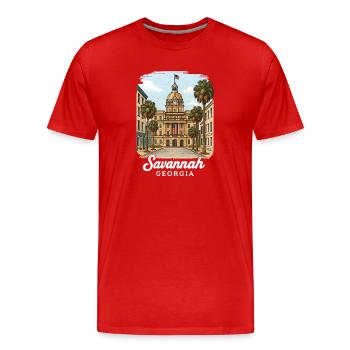 Savannah Georgia - Männer Premium Bio T-Shirt - Rot - Vorne - Damien (186cm)