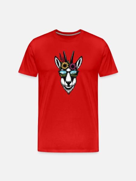 Gams Illustration Mountains Summer - Men's Premium Organic T-Shirt - red