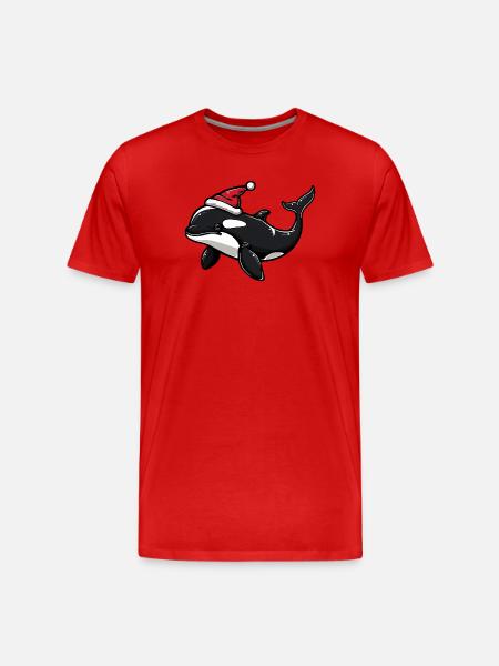 Wal Weihnachten - Männer Premium Bio T-Shirt - Rot