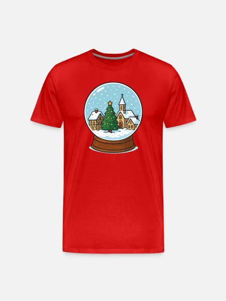 Winterdorf in Schneekugel - Männer Premium Bio T-Shirt - Rot