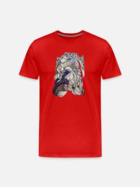 Indigo Leaf Weave Pattern - Men's Premium Organic T-Shirt - red
