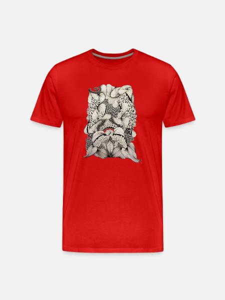 Schwarzweiß Pflanzenswirbel - Männer Premium Bio T-Shirt - Rot