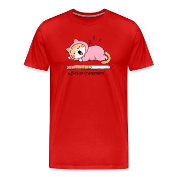 Aufladen des Katzenweckers - Männer Premium Bio T-Shirt - Rot - Vorne - Damien (186cm)