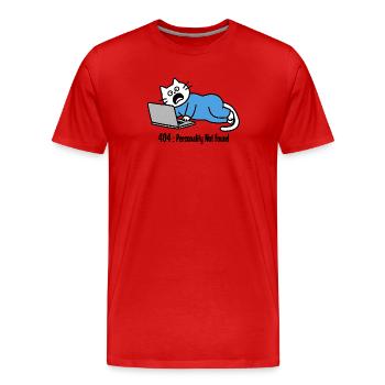 404: Personality Not Found, Cat Drawing - Men's Premium Organic T-Shirt - red - Front - Damien (186cm)