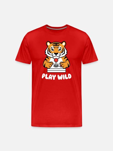 Tiger Arcade Play Wild - Men's Premium Organic T-Shirt - red