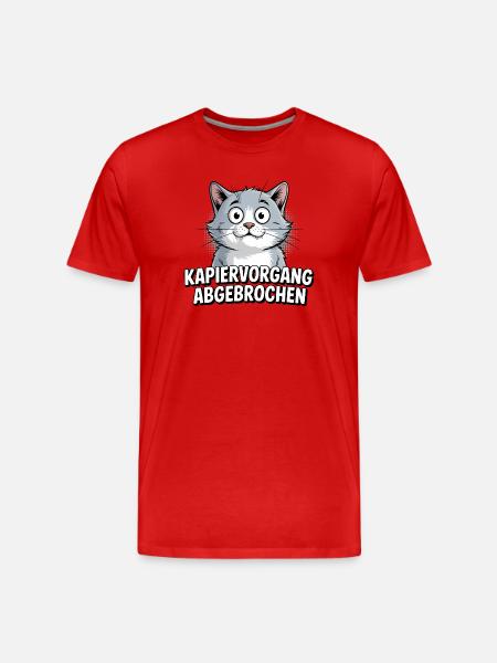 Kapiervorgang abgebrochen – Katze Comic - Männer Premium Bio T-Shirt - Rot