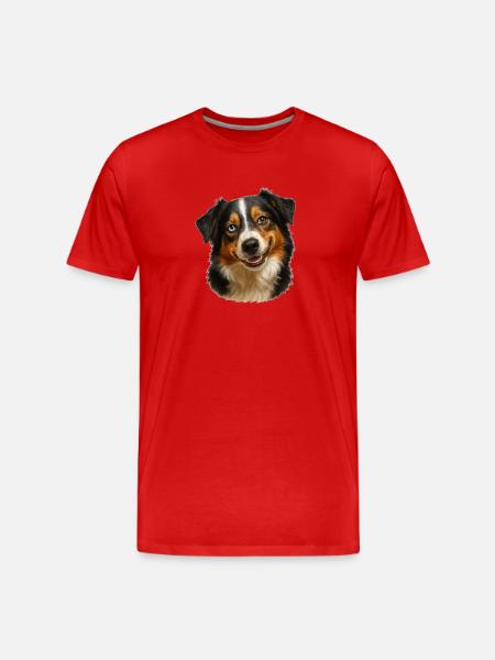 Dog Portrait Two-Tone Look - Men's Premium Organic T-Shirt - red
