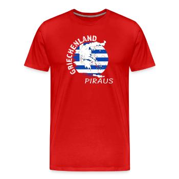 Pirée - T-shirt bio Premium Homme - rouge - Devant - Damien (186cm)