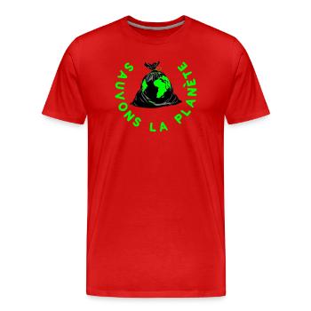 Save the planet - Men's Premium Organic T-Shirt - red - Front - Damien (186cm)