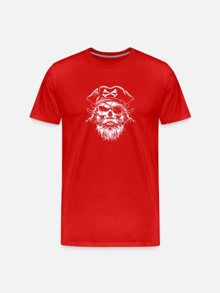 Pirate Skull Beard Captain - Men's Premium Organic T-Shirt - red