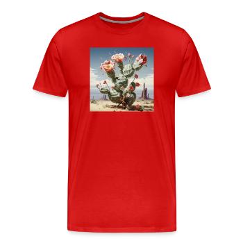 Cactus Blossom Desert Magic - Men's Premium Organic T-Shirt - red - Front - Damien (186cm)