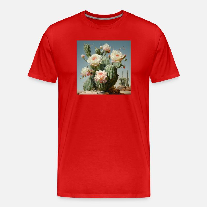 Kaktusblüten im Wüstenlicht - Männer Premium Bio T-Shirt - Rot