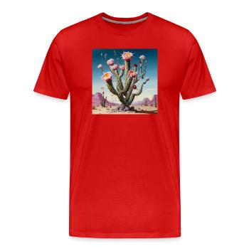 Desert Cactus Blossom Rush - Men's Premium Organic T-Shirt - red - Front - Damien (186cm)
