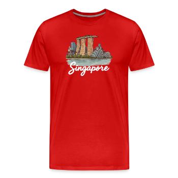 Singapore - Men's Premium Organic T-Shirt - red - Front - Damien (186cm)