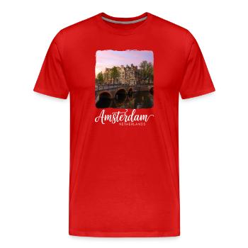 Amsterdam - Männer Premium Bio T-Shirt - Rot - Vorne - Damien (186cm)