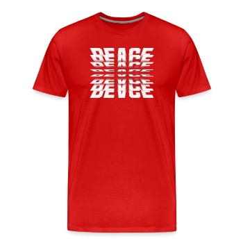 Spiegel Frieden Typografie - Männer Premium Bio T-Shirt - Rot - Vorne - Damien (186cm)