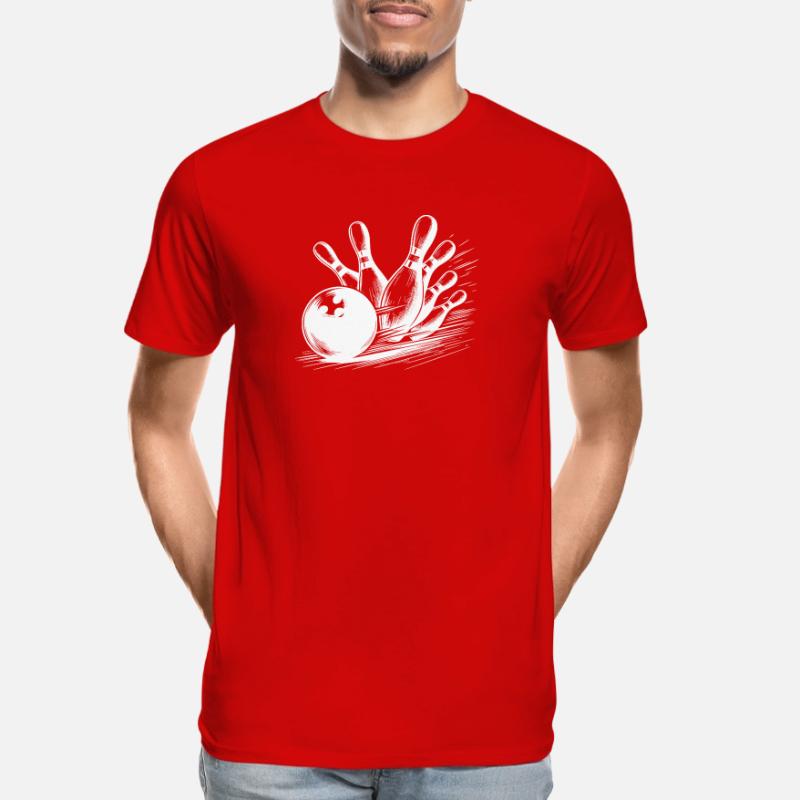 Dynamic Bowling Ball Throwing on Pins Men's Premium Organic T-Shirt