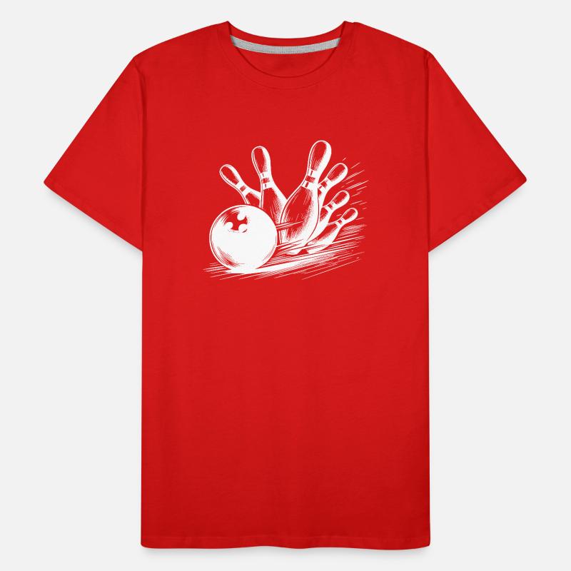 Lancer de boules de bowling dynamique sur des quilles T-shirt bio Premium Homme