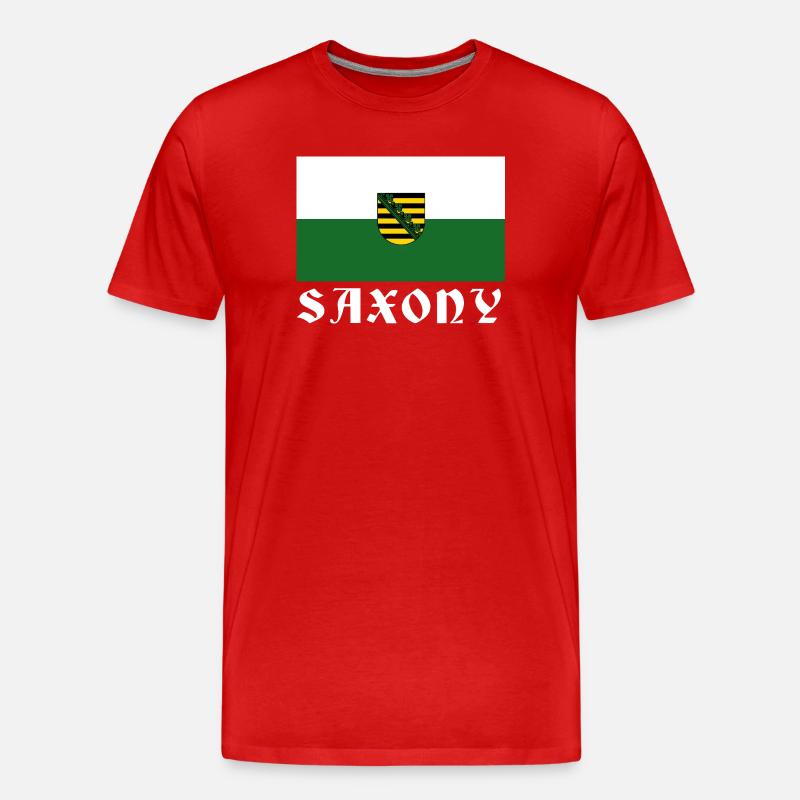 Flagge Sachsens mit Wappen - Männer Premium Bio T-Shirt - Rot