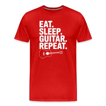 Eat. Sleep. Guitar. Repeat. - Men's Premium Organic T-Shirt - red - Front - Damien (186cm)