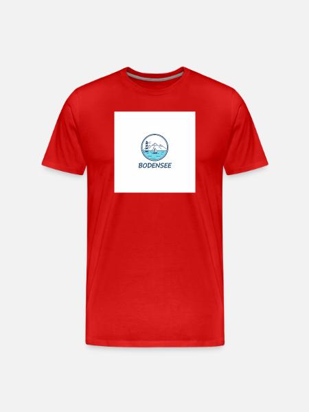 Lake Constance Lighthouse Sailboat - Men's Premium Organic T-Shirt - red