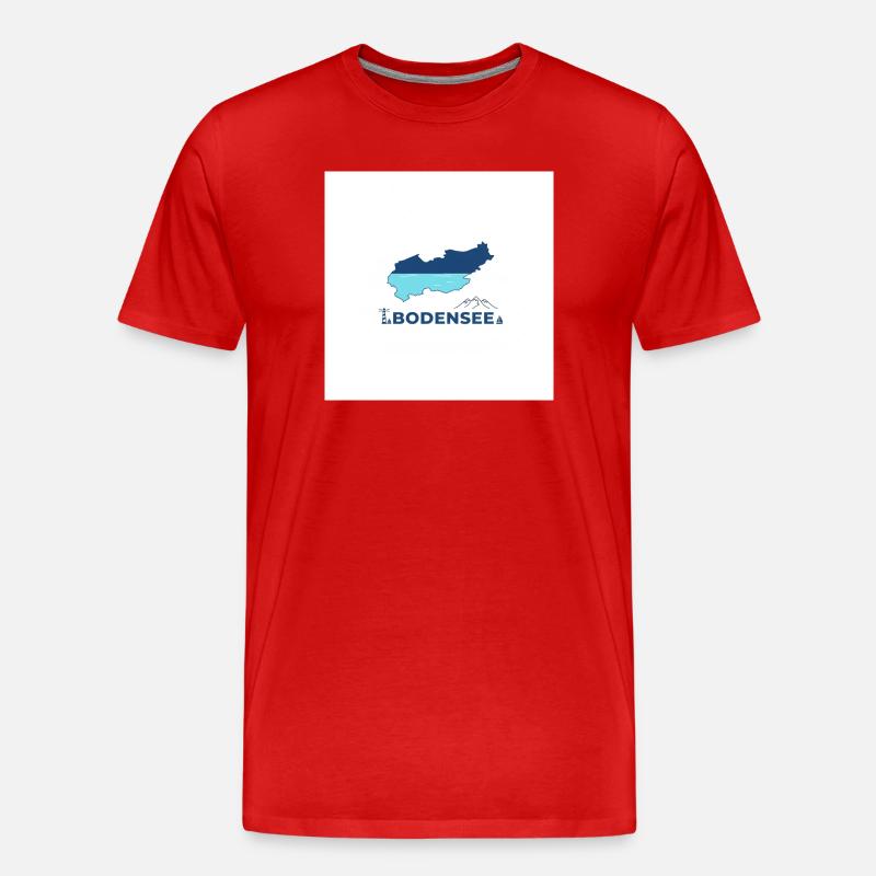 Bodensee Landschaftslogo Seeufer - Männer Premium Bio T-Shirt - Rot