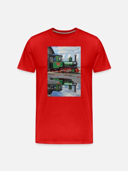 Steam Locomotive Reflection - Men's Premium Organic T-Shirt - red