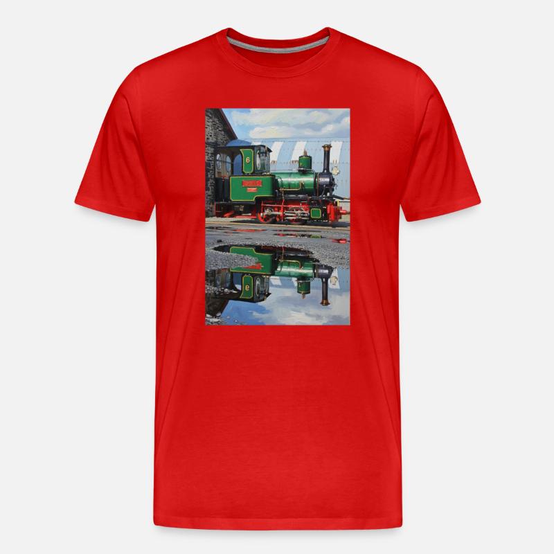 Reflexion der Dampflokomotive - Männer Premium Bio T-Shirt - Rot