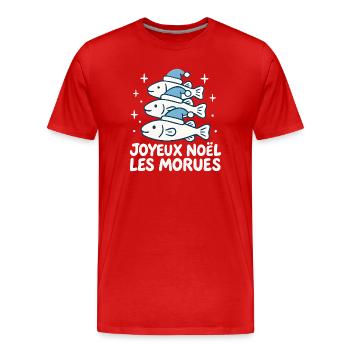 Morues de Noël en trio - T-shirt bio Premium Homme - rouge - Devant - Damien (186cm)