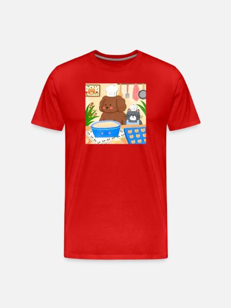 Cute Baker Illustration - Men's Premium Organic T-Shirt - red