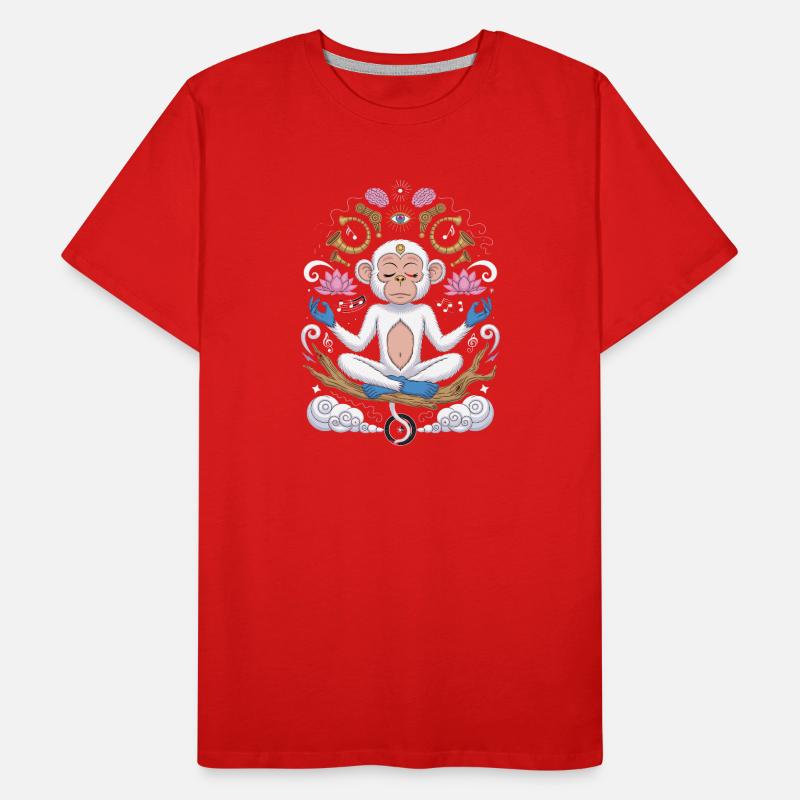 Singe méditant avec lit de lotus et T-shirt bio Premium Homme